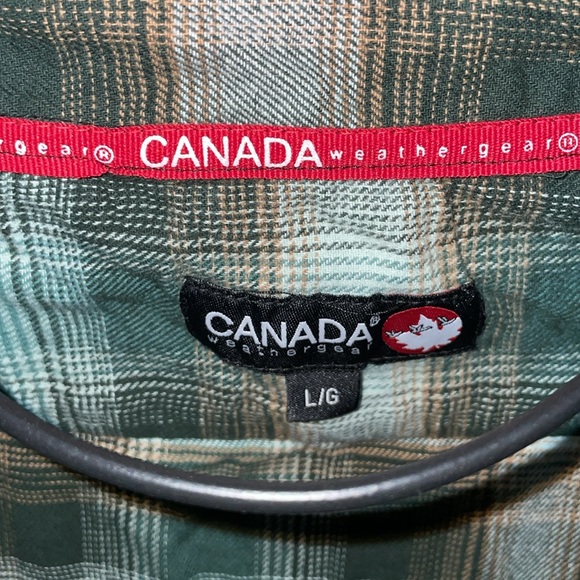 Canada weather gear Teal Plaid Button-Up Shirt size large NWOT weather gear - Picture 3 of 4